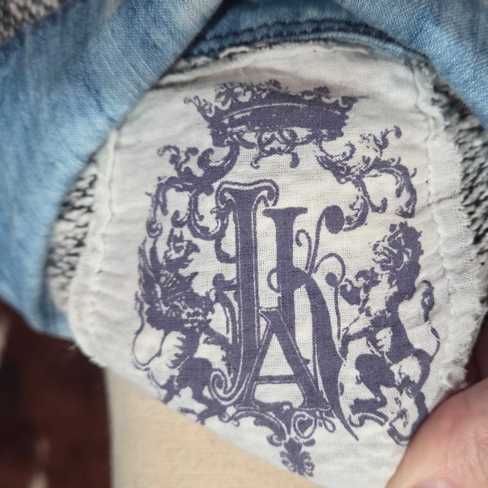 Denim and Knit Button-Up Shirt - Picture 9 of 10